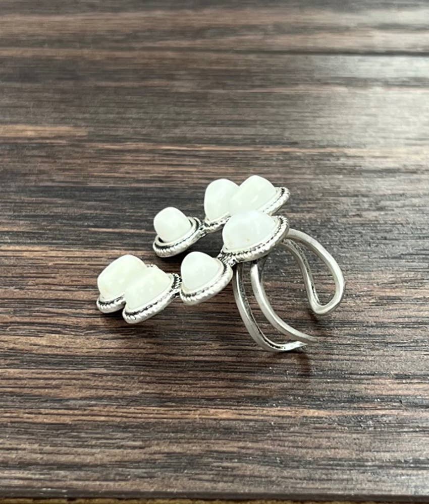 Squash Blossom White Turquoise Ring