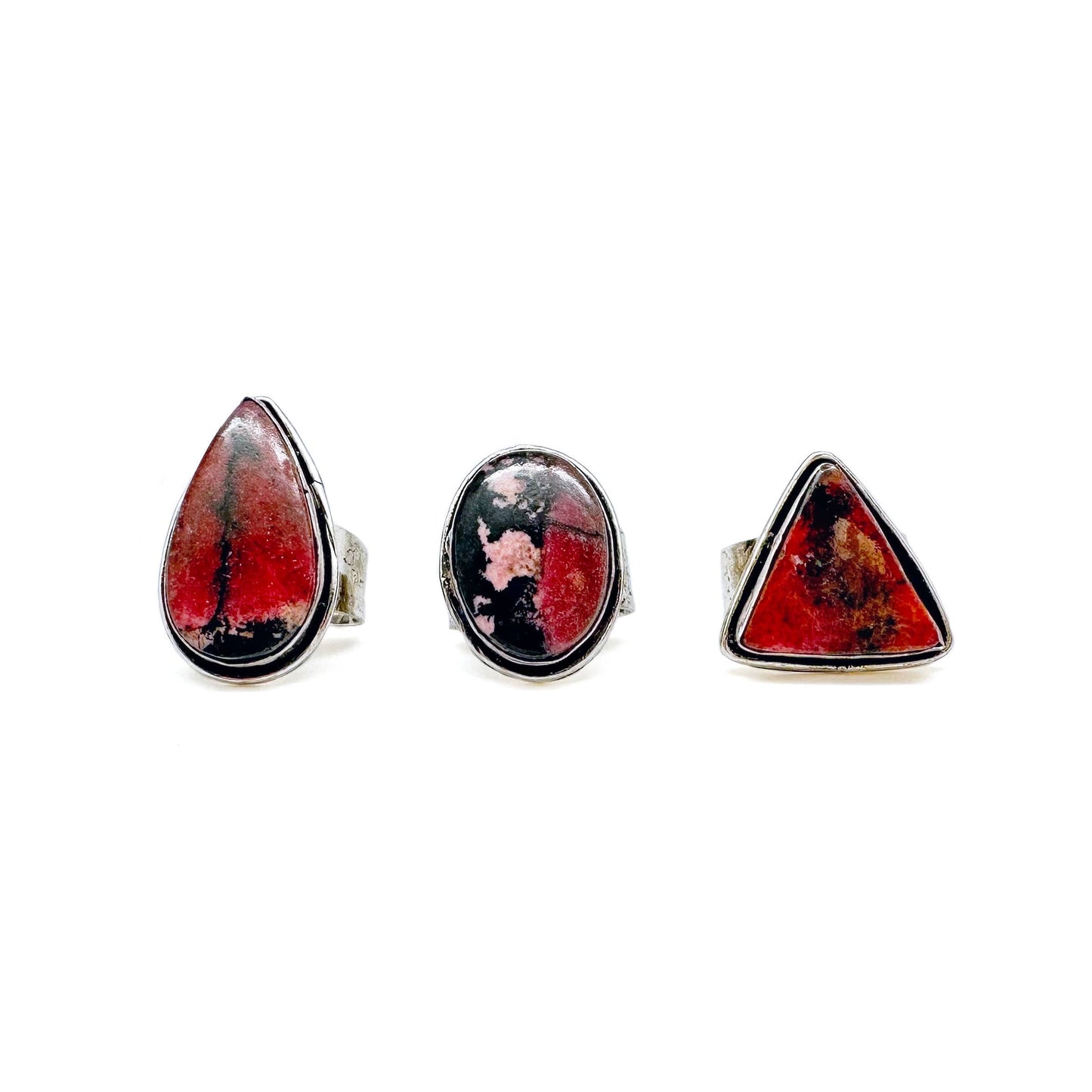 Handcrafted Kashi Semiprecious Stone Ring - Rhodonite