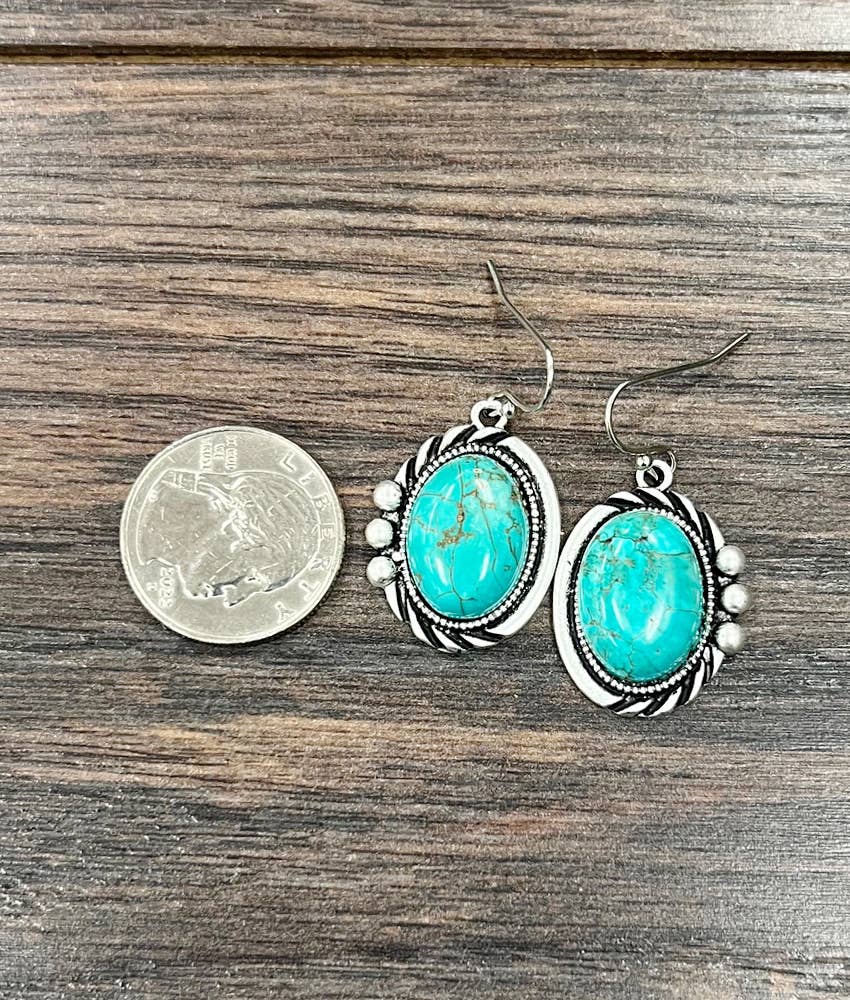 18mm Oval Turquoise Earrings