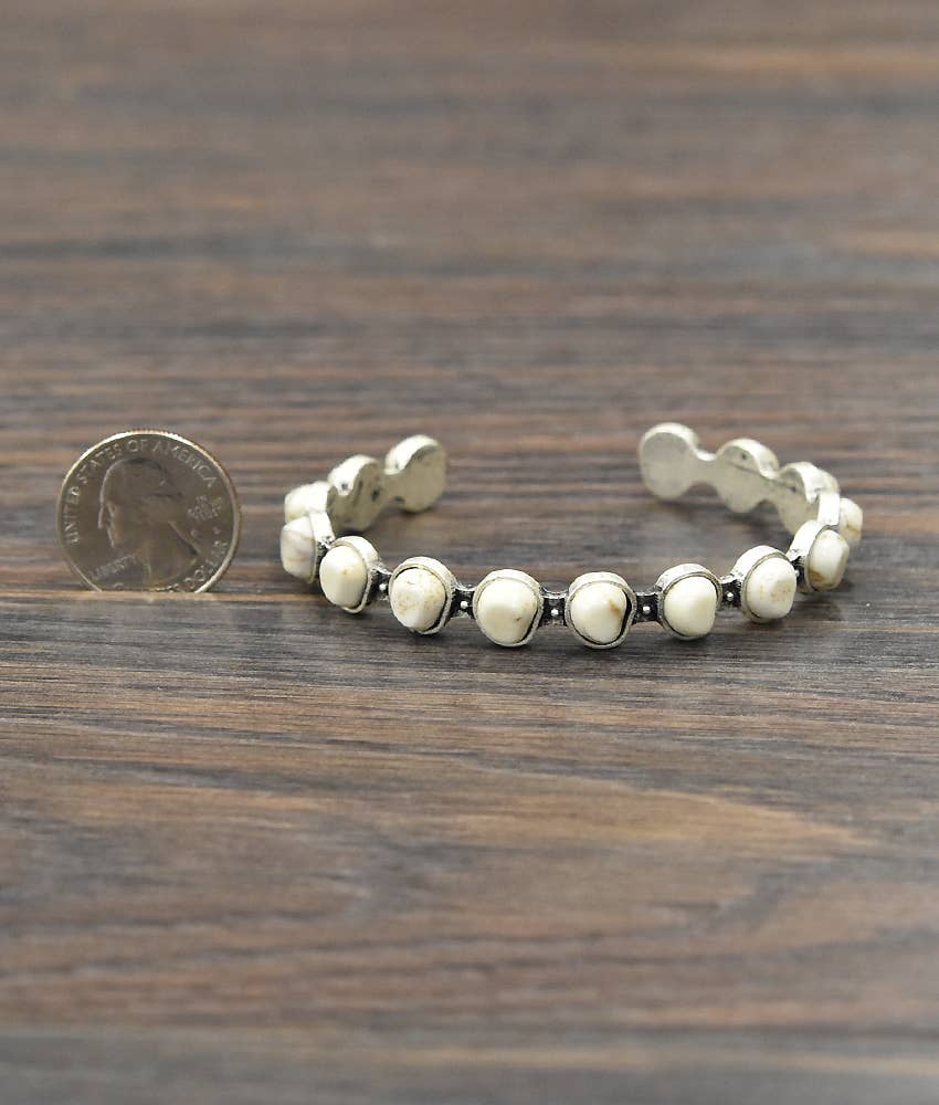 711057, Irregular White Turquoise Cuff Bracelet