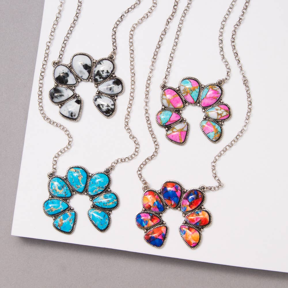 Western Navajo Blossom Necklace : Pink Turquoise