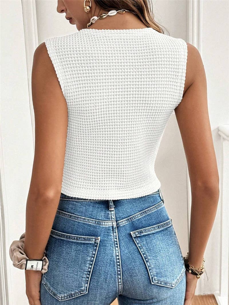 2025 SUMMER Textured waistcoat Buttoned tank top