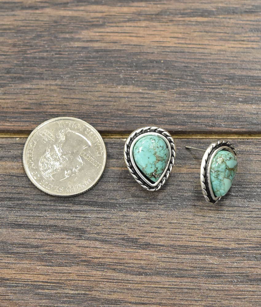 720957, 13mm Drop Turquoise Stud Earrings
