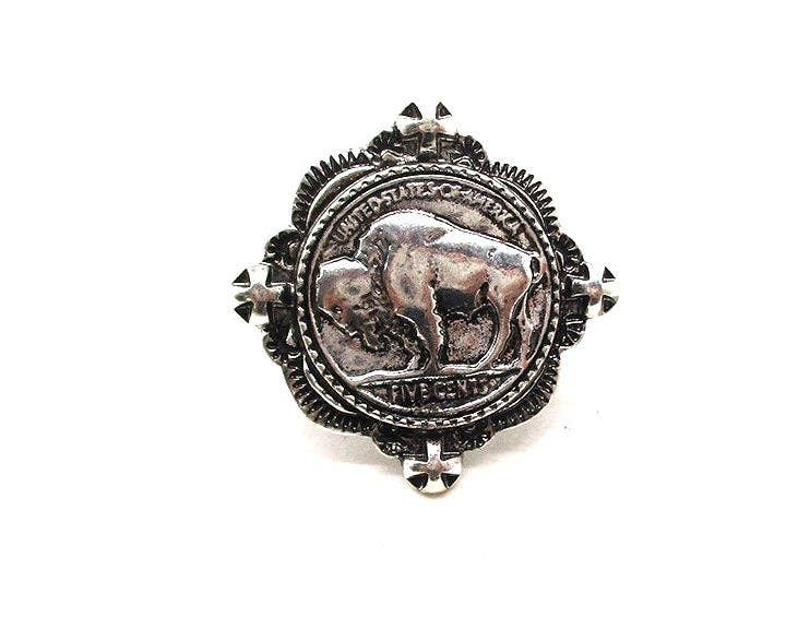 WESTERN BUFFALO COIN CUFF RING