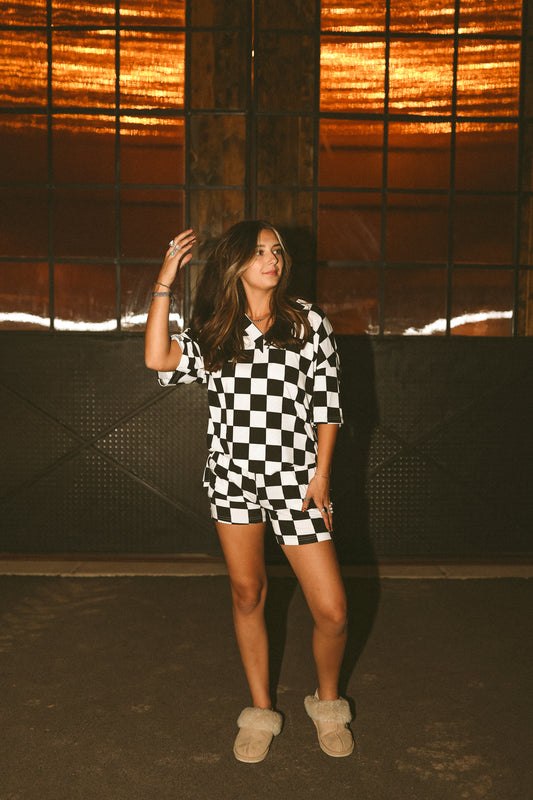 Checker Tee and Shorts Lounge Set