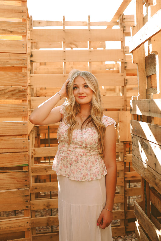 Floral Flutter Peplum Tank Top