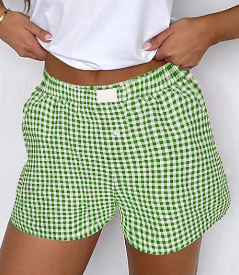 Red Plaid Gingham Printed High Waist Shorts