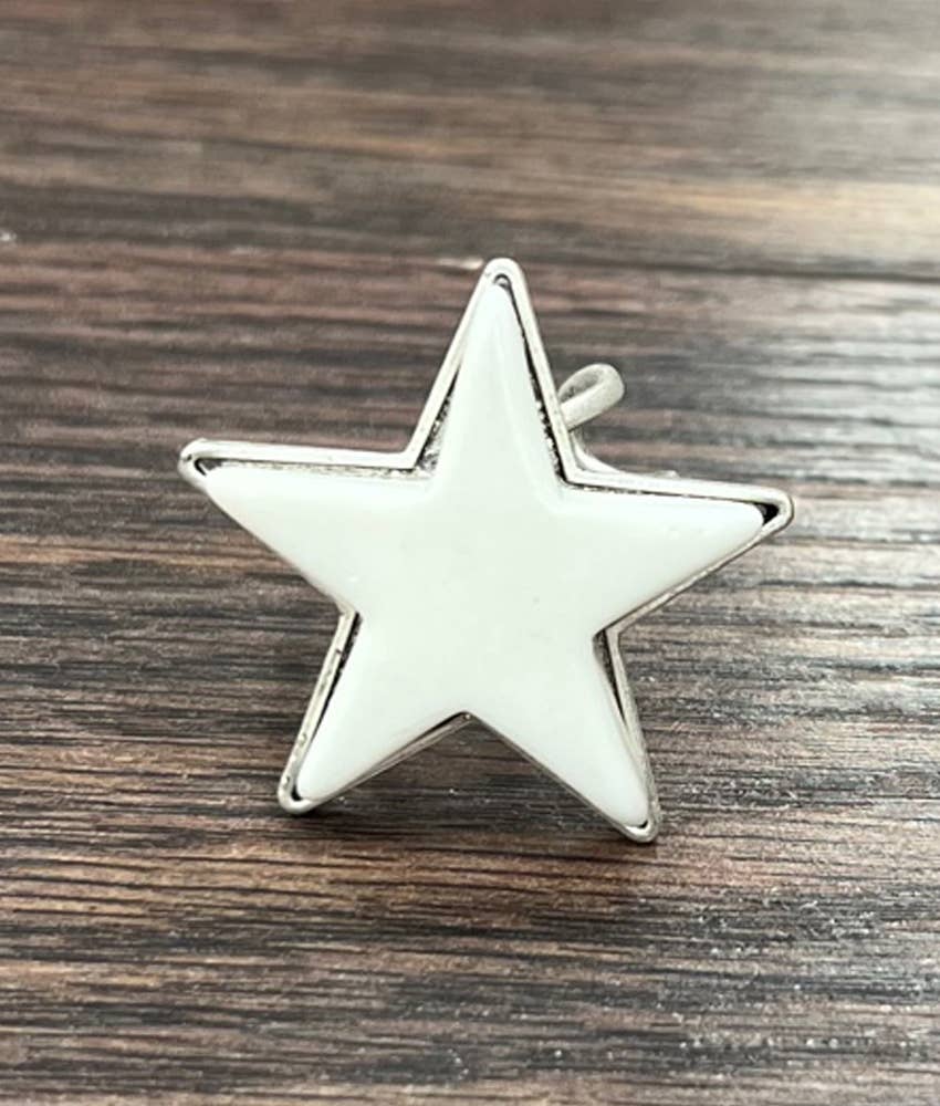 Star White Turquoise Adjustable Ring