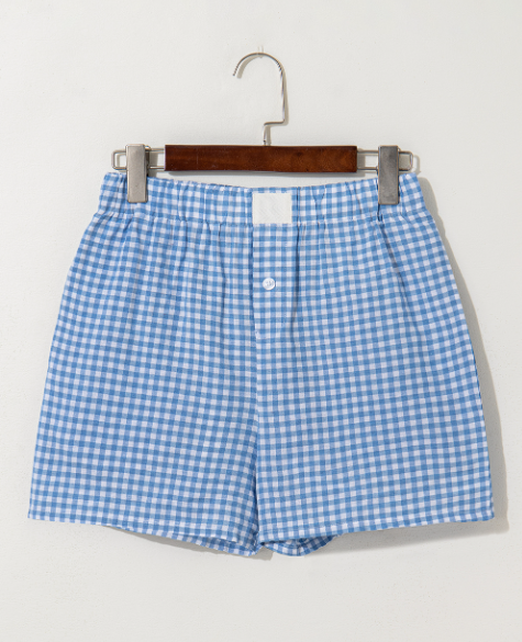 Red Plaid Gingham Printed High Waist Shorts