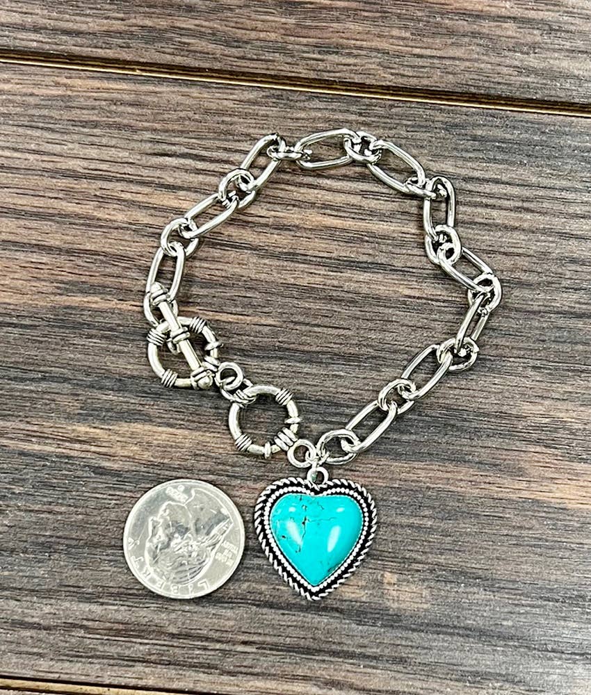 Heart Turquoise Adjustable Bracelet