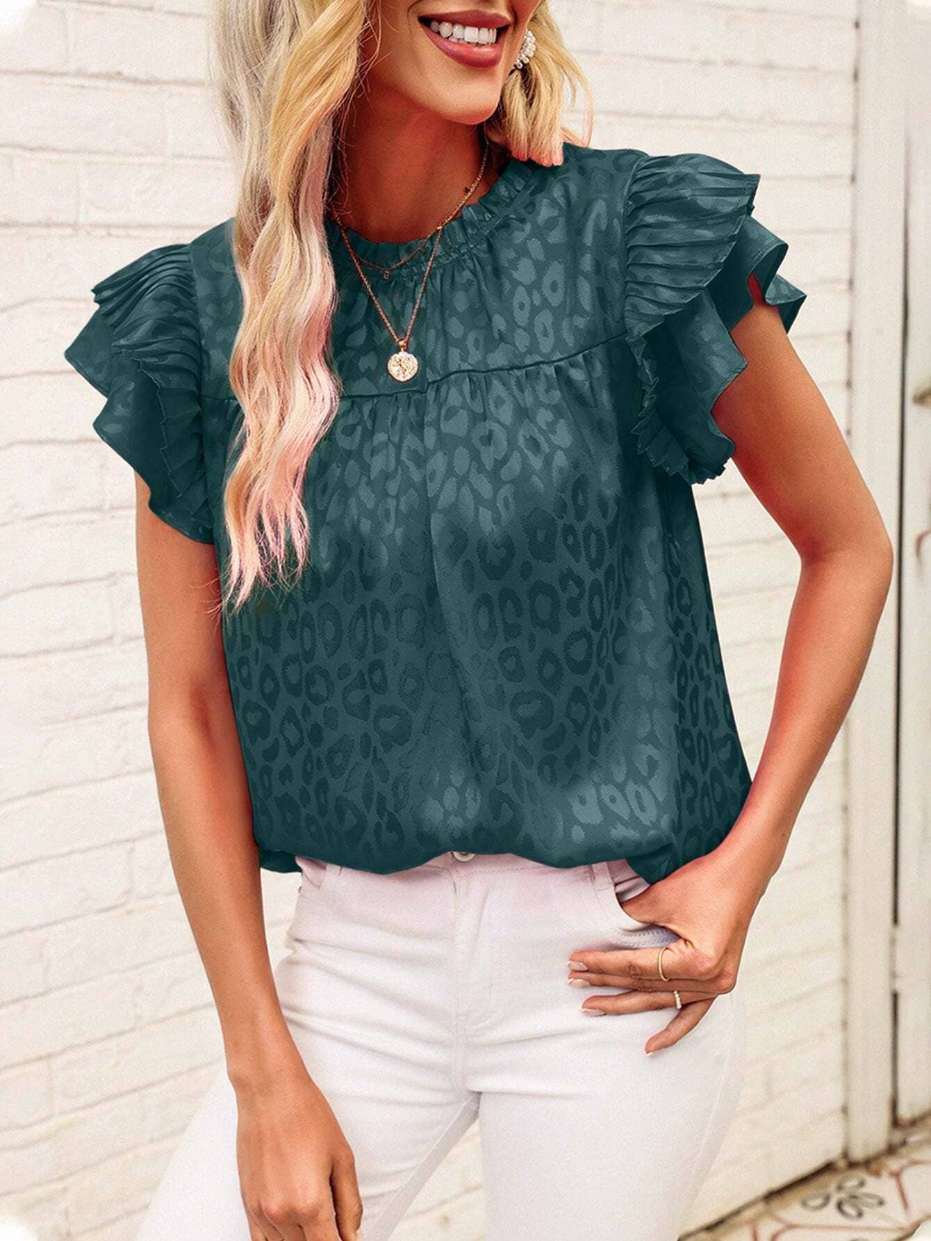 Polka dot ruffle blouse t-shirt
