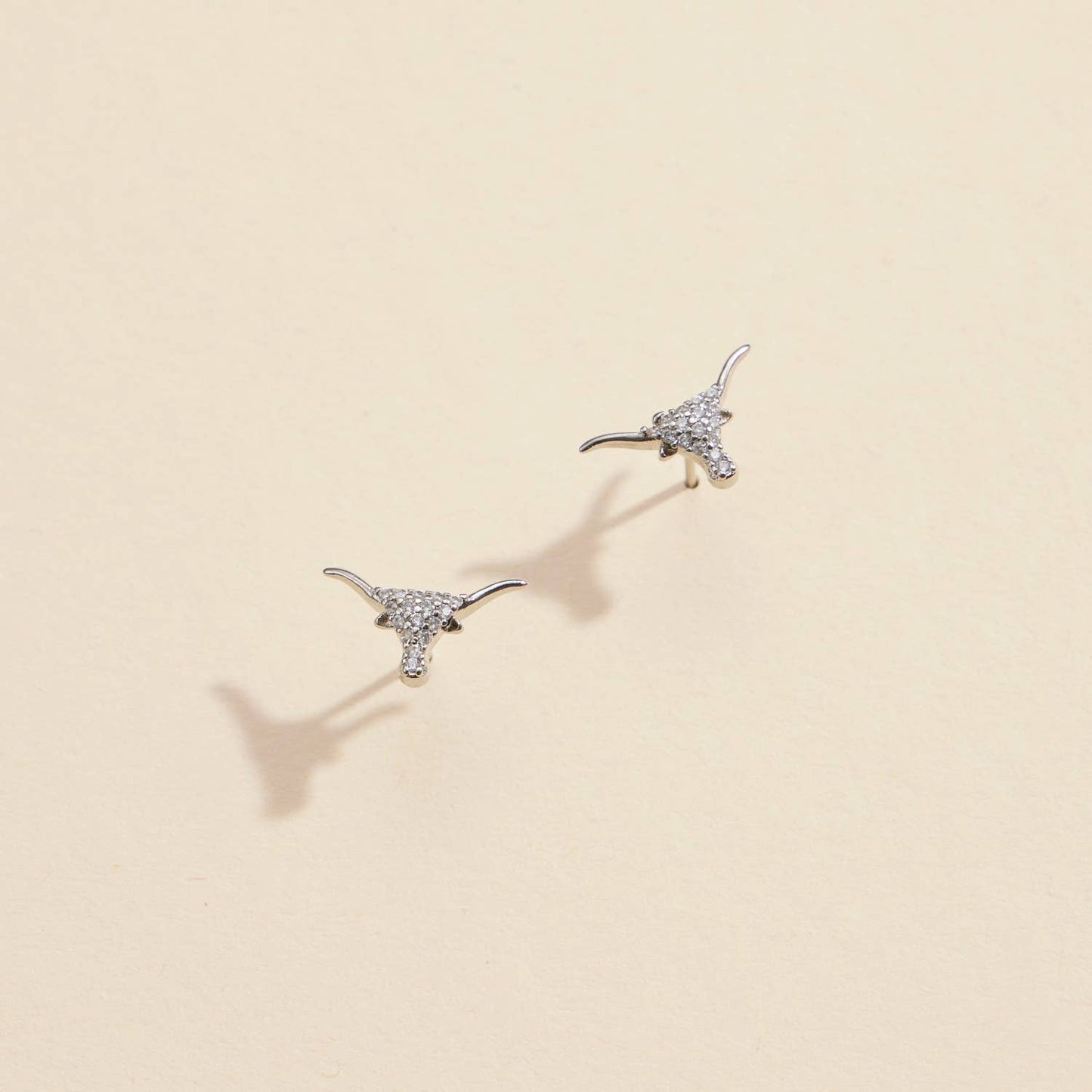 Bull Head CZ Gold Dip Stud Earrings