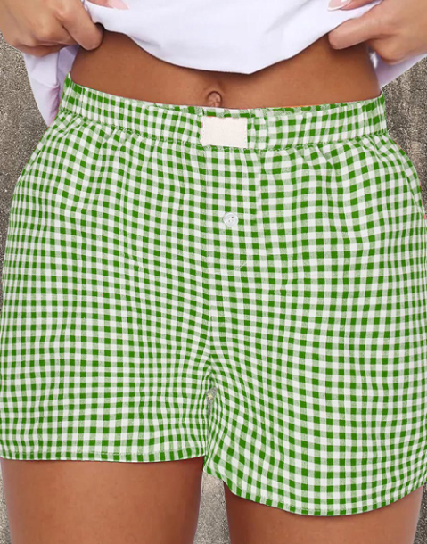 Red Plaid Gingham Printed High Waist Shorts