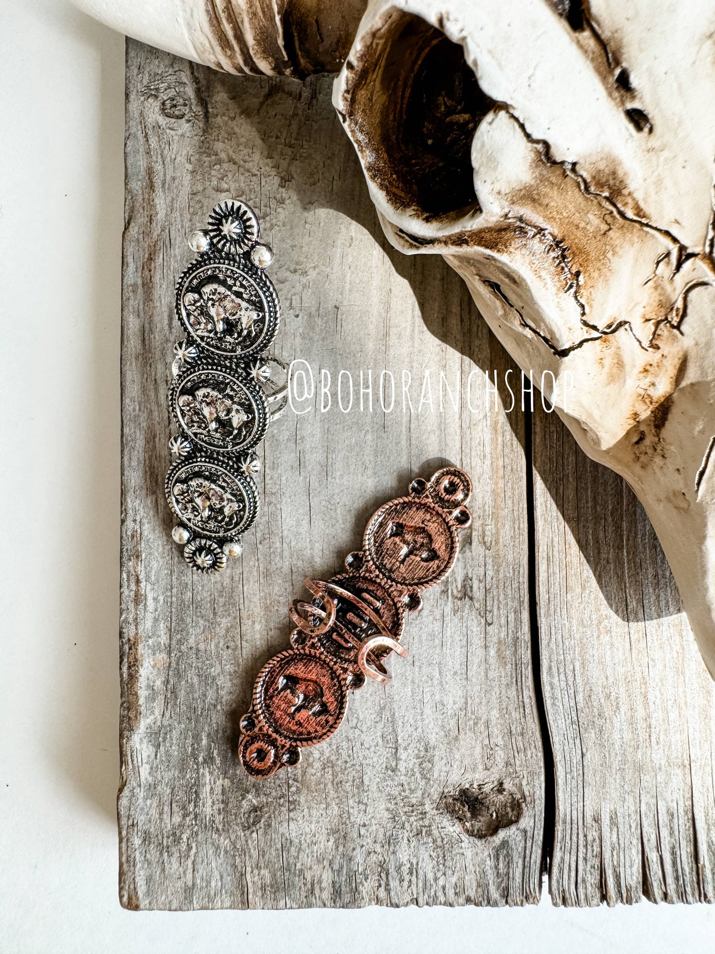 3 COIN TEXTURED RING - Western adjustable ring