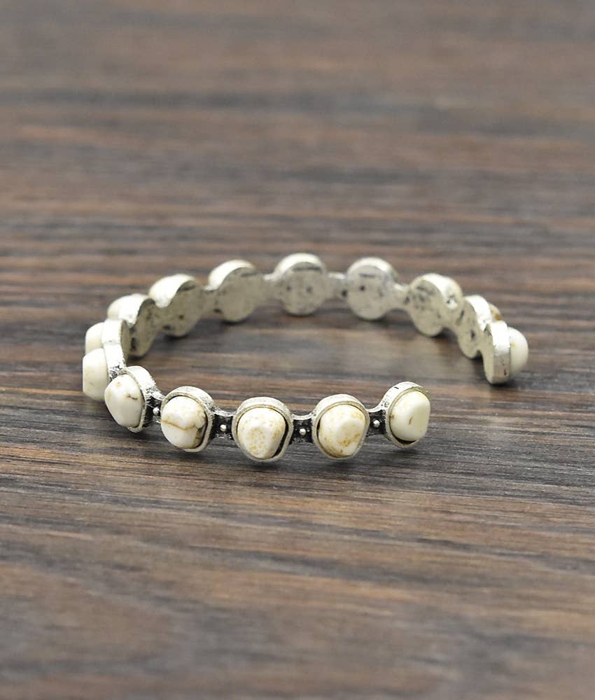 711057, Irregular White Turquoise Cuff Bracelet