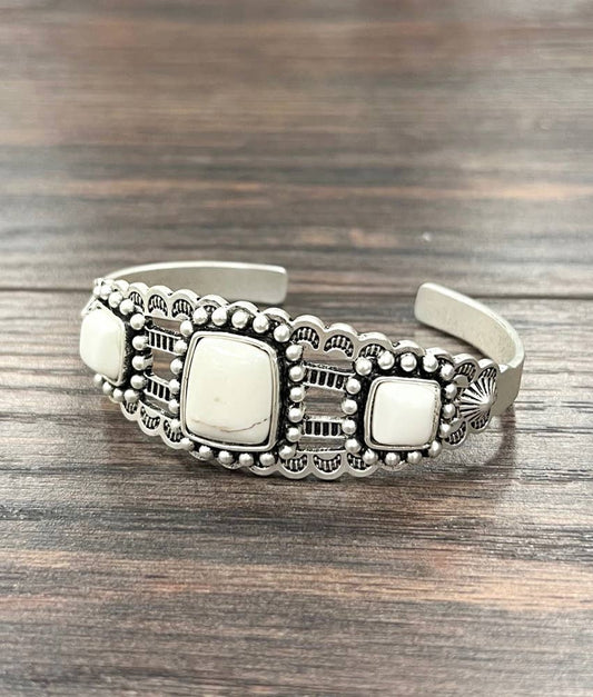 White Turquoise Cuff Bracelet