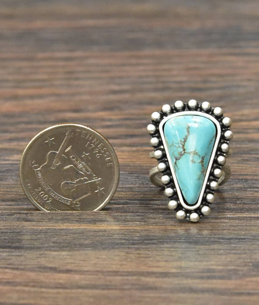 Turquoise, Brass Adjustable Ring