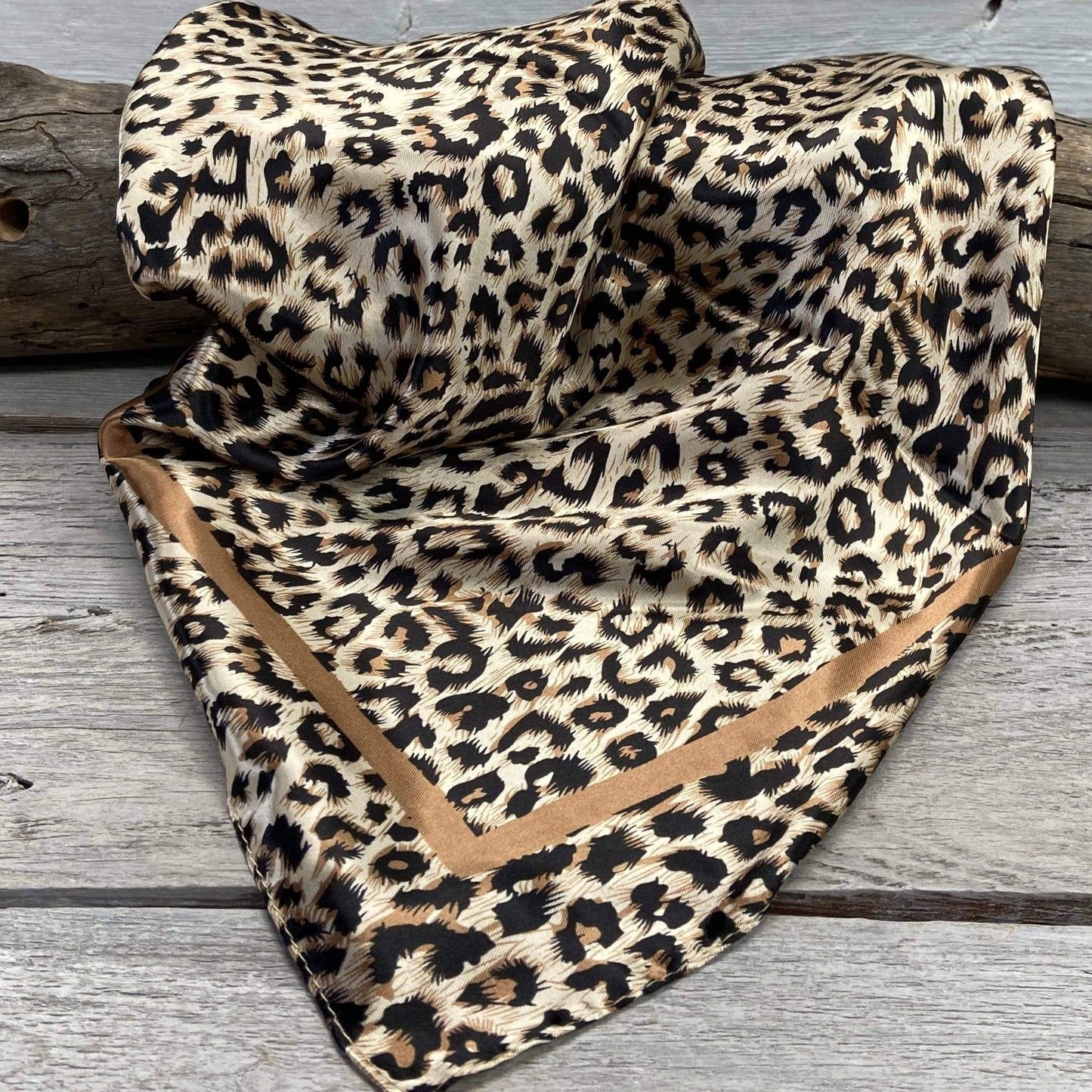 35X35" Tan Leopard Wild Rag/Scarf WR168