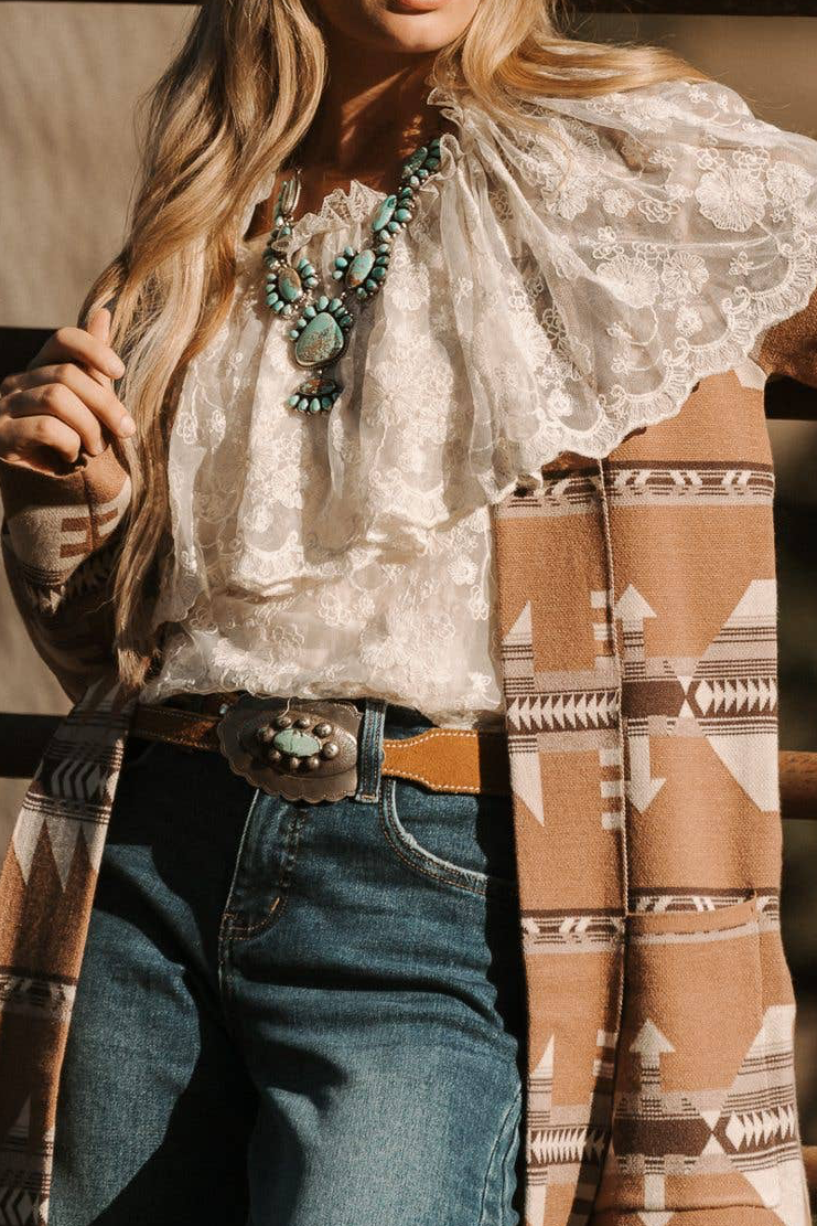 Western Inspired Aztec Cardigan Sweater/Sweater Jacket