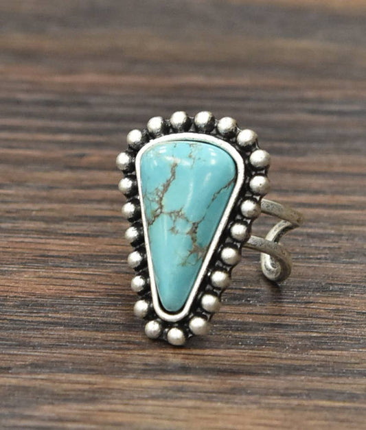Turquoise, Brass Adjustable Ring