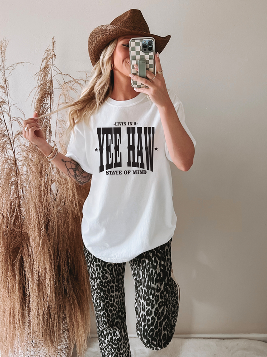White Cotton tee - YEE HAW State of Mind