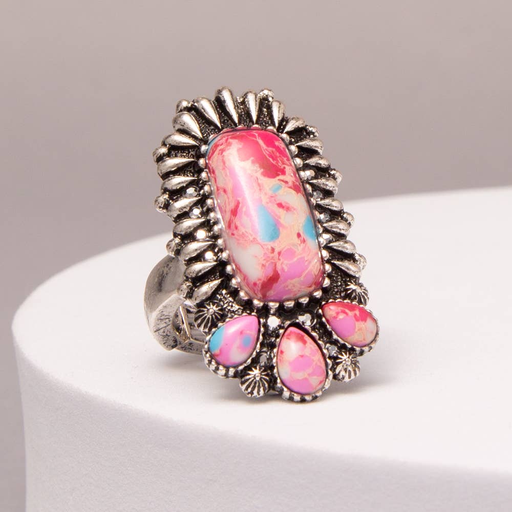 Wild Heart Statement Ring: Available in Turquoise or Pink