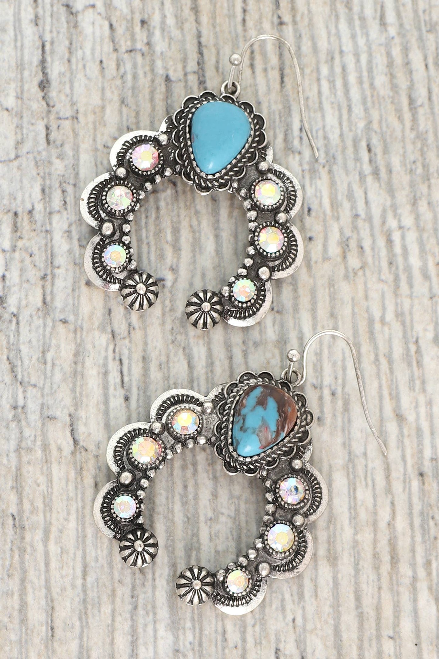 Western Squash Blossom Turquoise Earrings