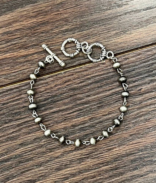 711470, Handmade 6mm Navajo Bead Adjustable Bracelet