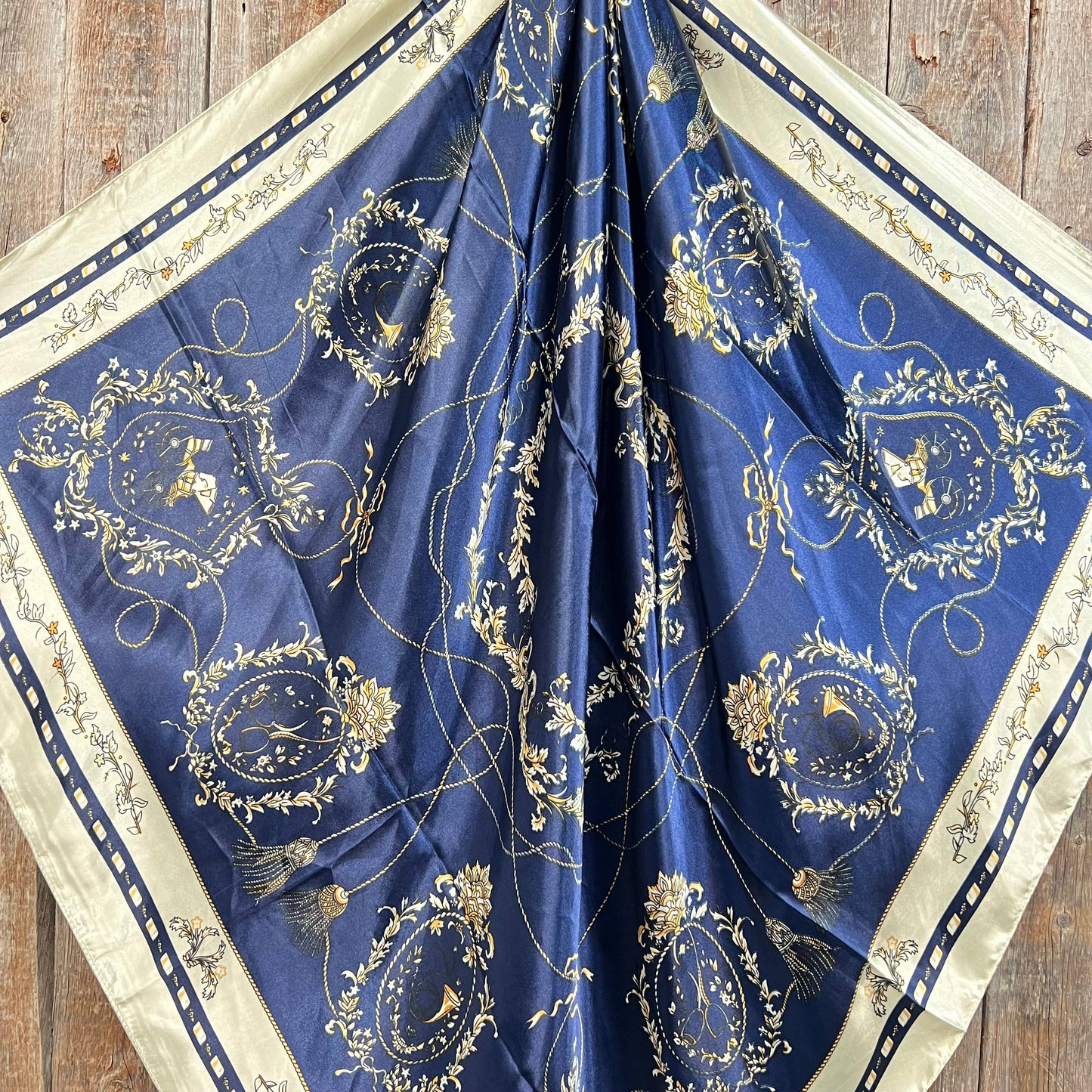 Stunning Blue and ivory Wild Rag/Scarf