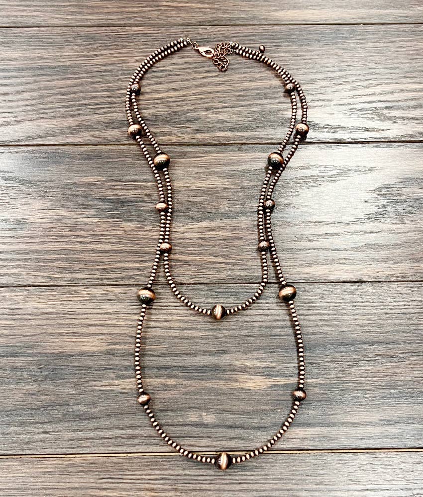 Handmade 34" Copper Navajo Bead Necklace