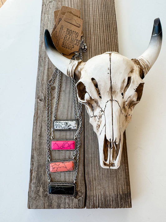 Western Semi Stone Bar Necklace