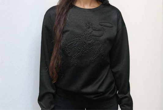 Black Buckin' Horse Embossed Sweatshirt