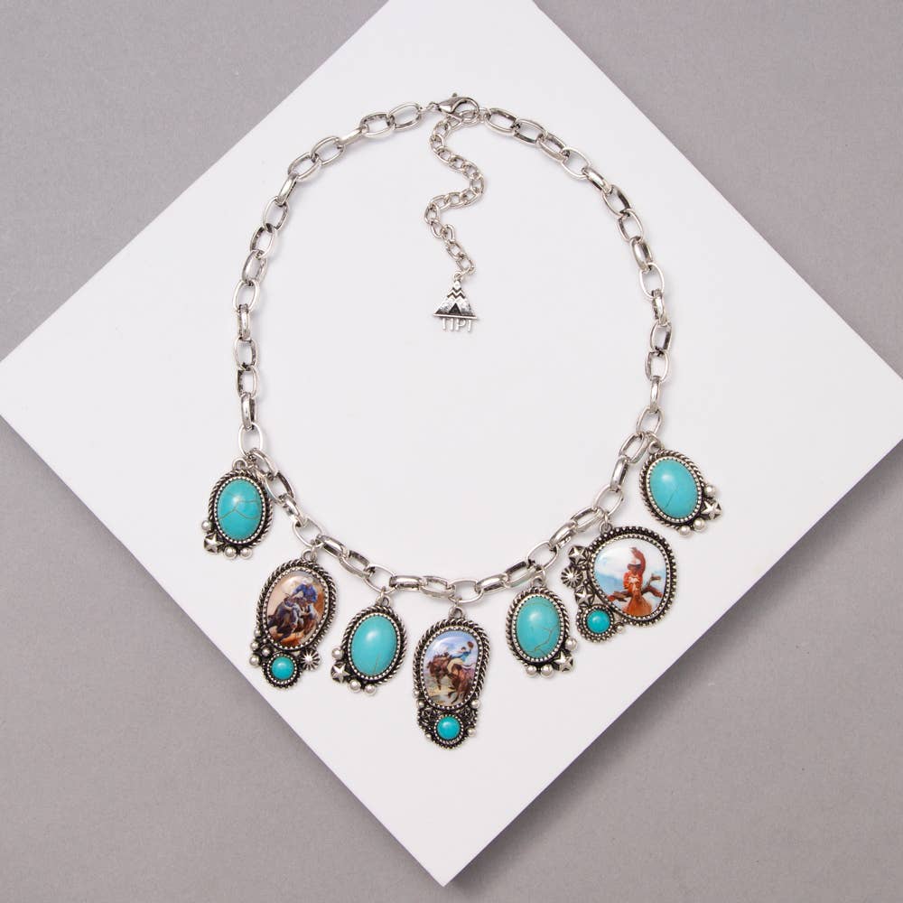 Western Turquoise Charm Necklace