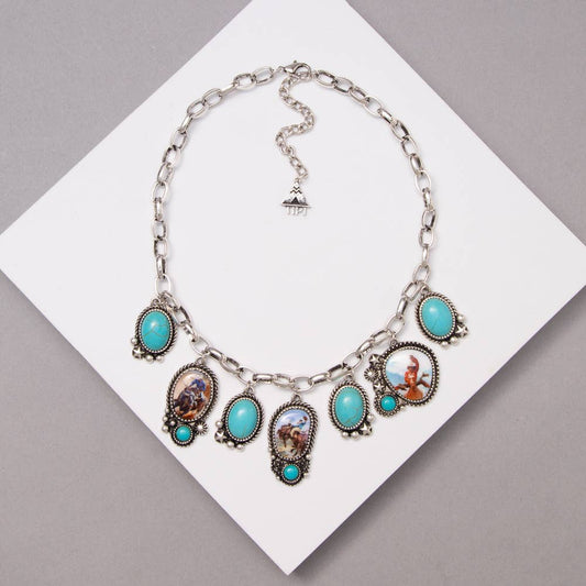 Western Turquoise Charm Necklace