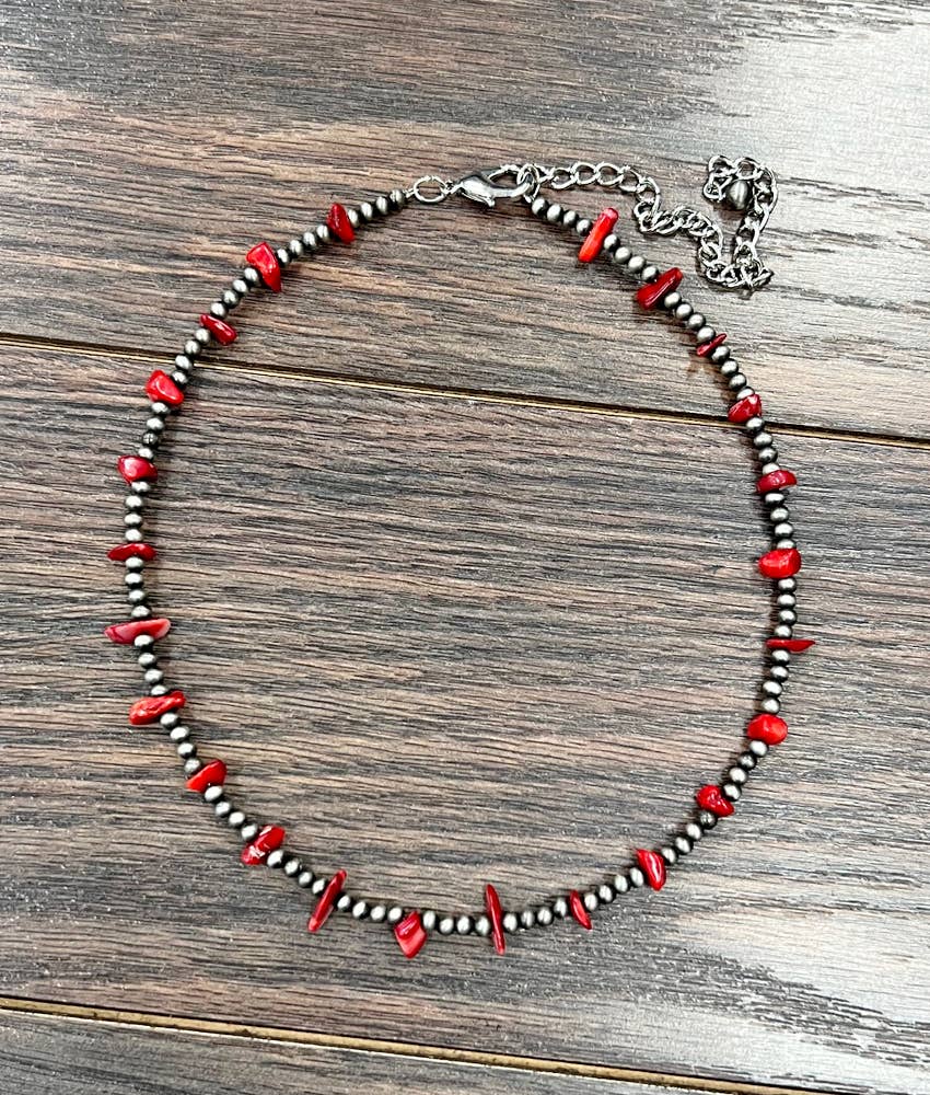 Beautiful 16" Navajo Coral Necklace
