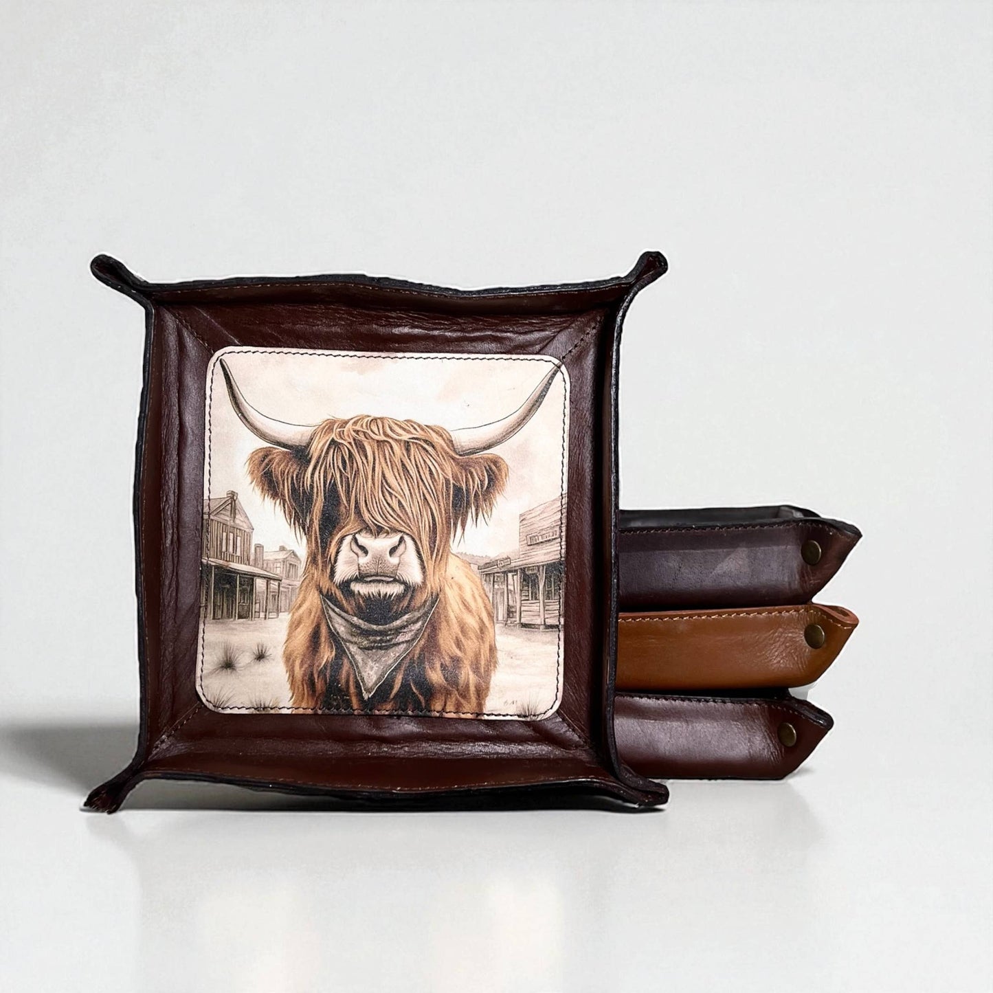 Highland painted leather tray 