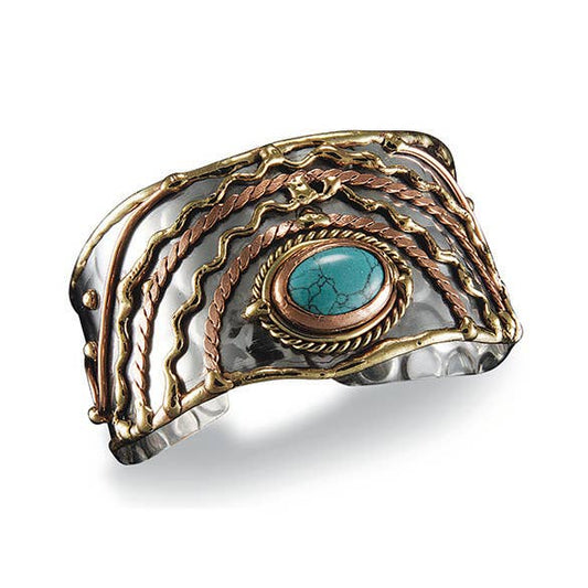Mixed Metal Cuff Bracelet - Turquoise