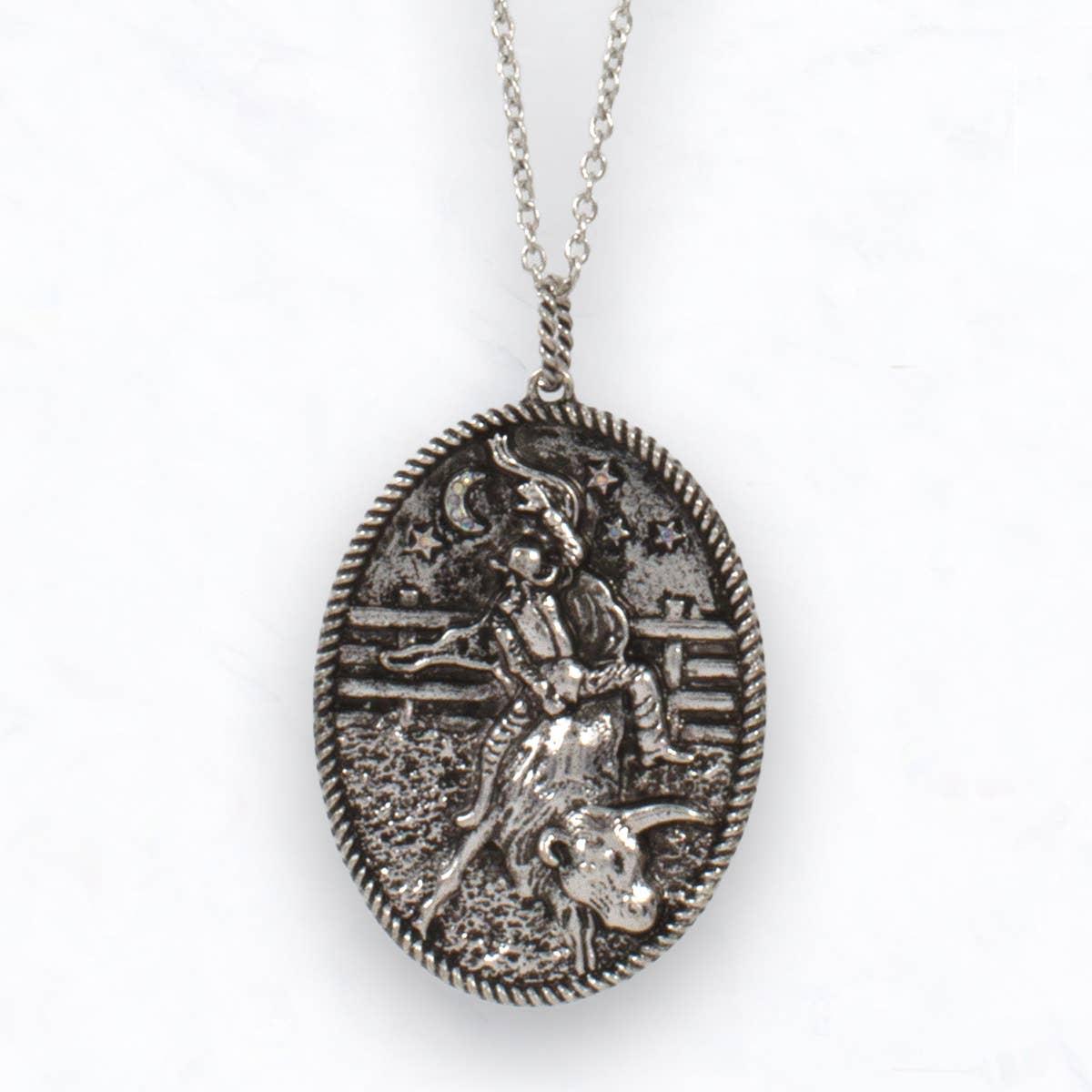 Rodeo Nights Silver Pendant Necklace