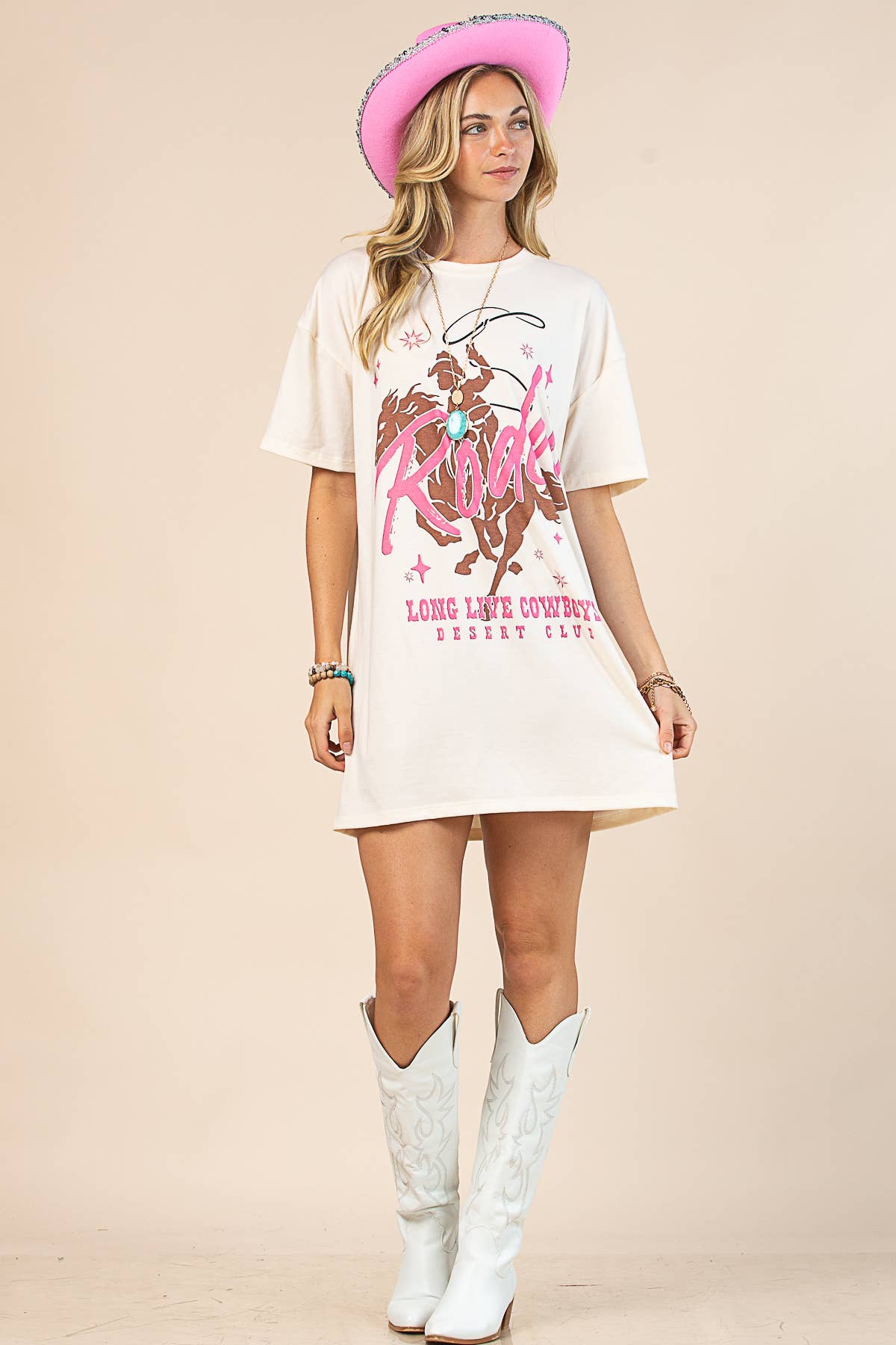 WESTERN RODEO GRAPHIC T-SHIRT DRESS