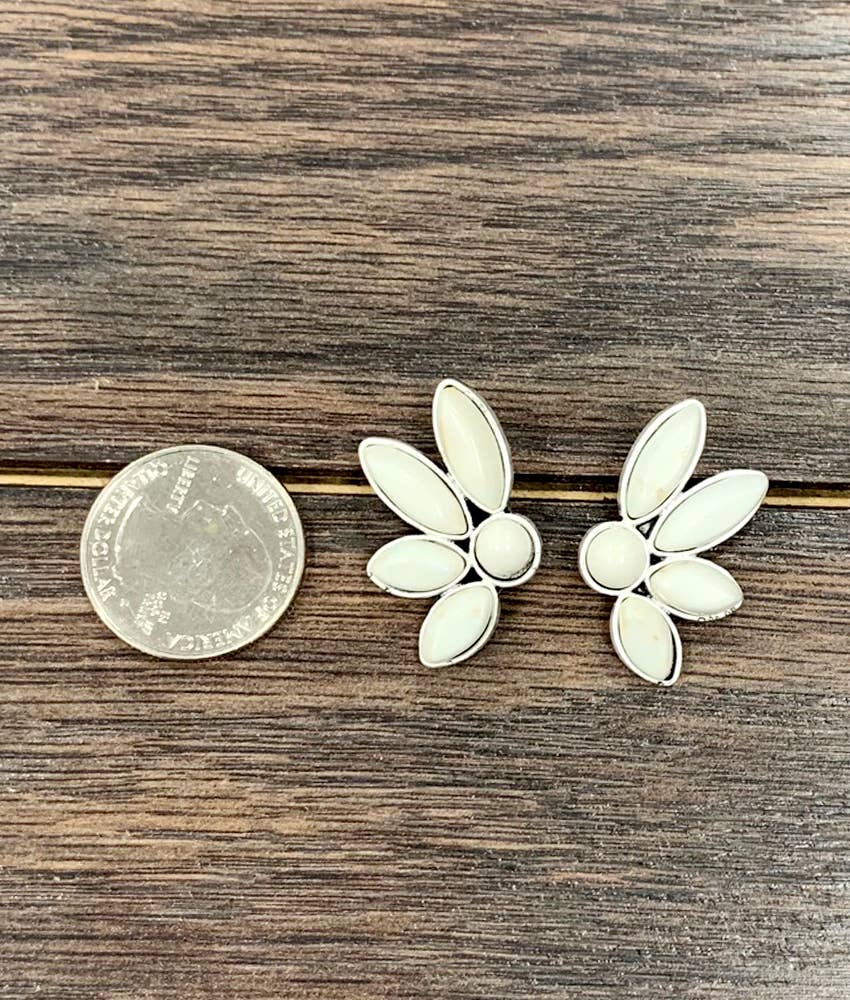 Western White Turquoise Stud Earrings