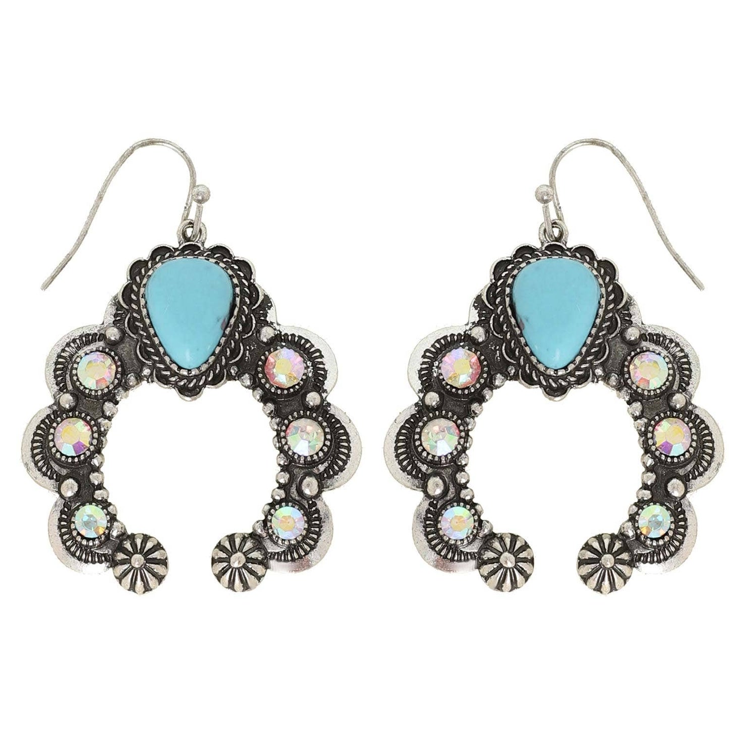 Western Squash Blossom Turquoise Earrings