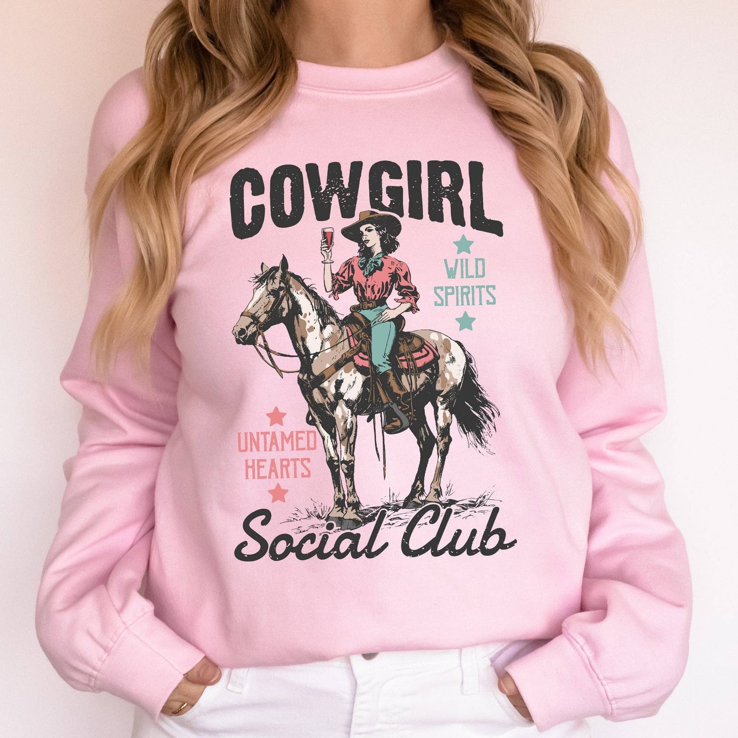 Cowgirl Western Social Club Horse Sweatshirt