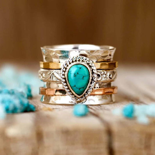 Bohemian Vintage Turquoise Plated Ring