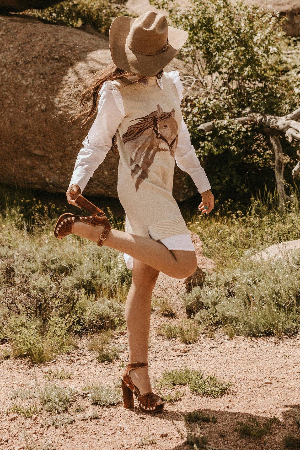 Western Horse Sweater Dress