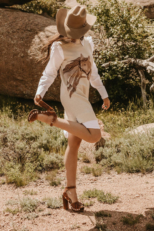 Western Horse Sweater Dress