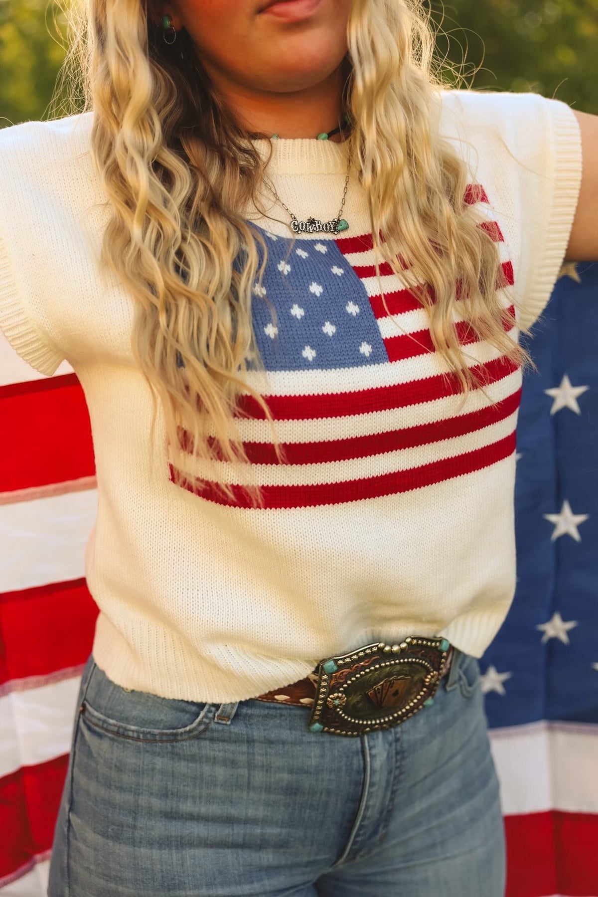 Stars, Stripes and Summer Knit Top