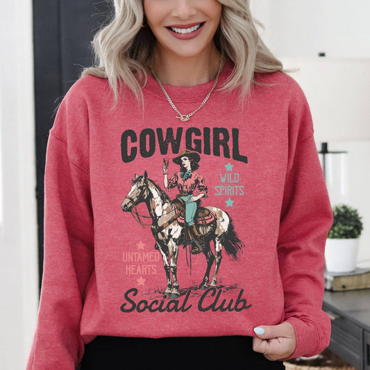 Cowgirl Western Social Club Horse Sweatshirt
