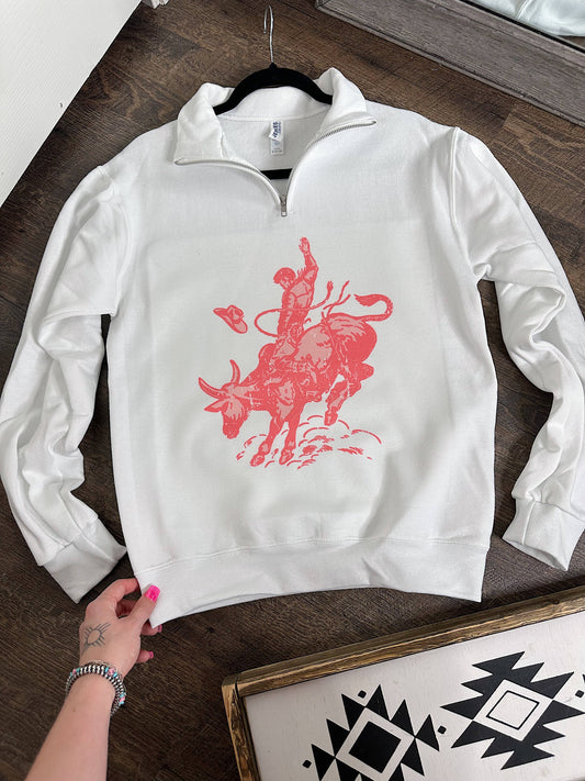 Pink Bull Rider Quarter Zip
