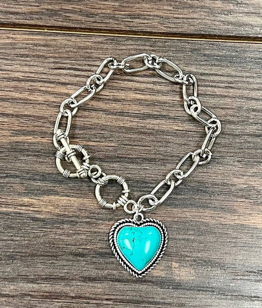 Heart Turquoise Adjustable Bracelet