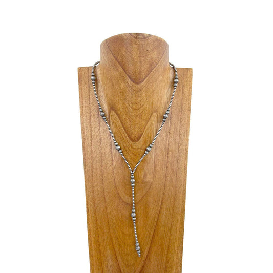 NKS231216-05                        20 inches silver Navajo pearl beads Necklace